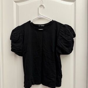 Zara Black Puff Sleeve Blouse